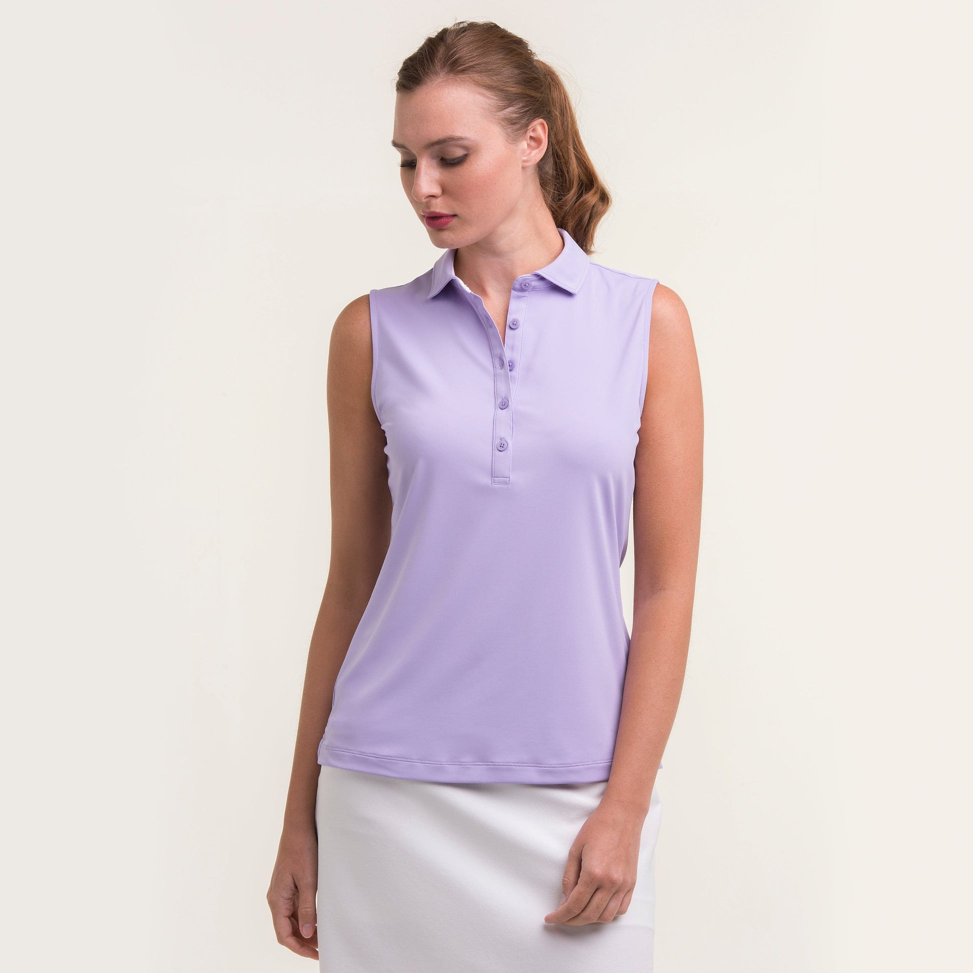 SLEEVELESS CHARLOTTE JERSEY POLO-SALE - Fairway & Greene