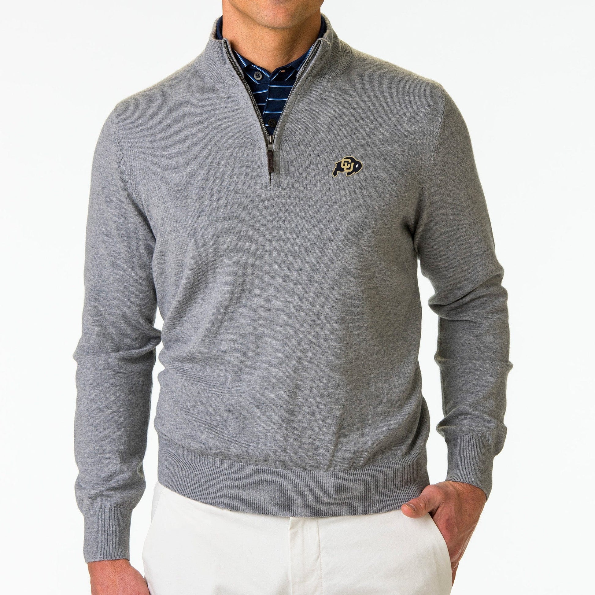 Colorado | Baruffa Merino Quarter Zip Windsweater | Collegiate - Fairway & Greene