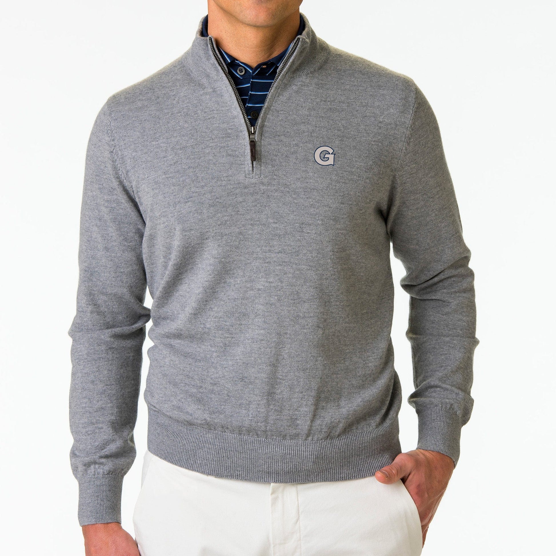 Georgetown | Baruffa Merino Quarter Zip Windsweater | Collegiate - Fairway & Greene