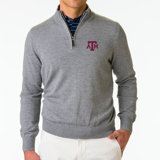 Texas A&M | Baruffa Merino Quarter Zip Windsweater | Collegiate - Fairway & Greene