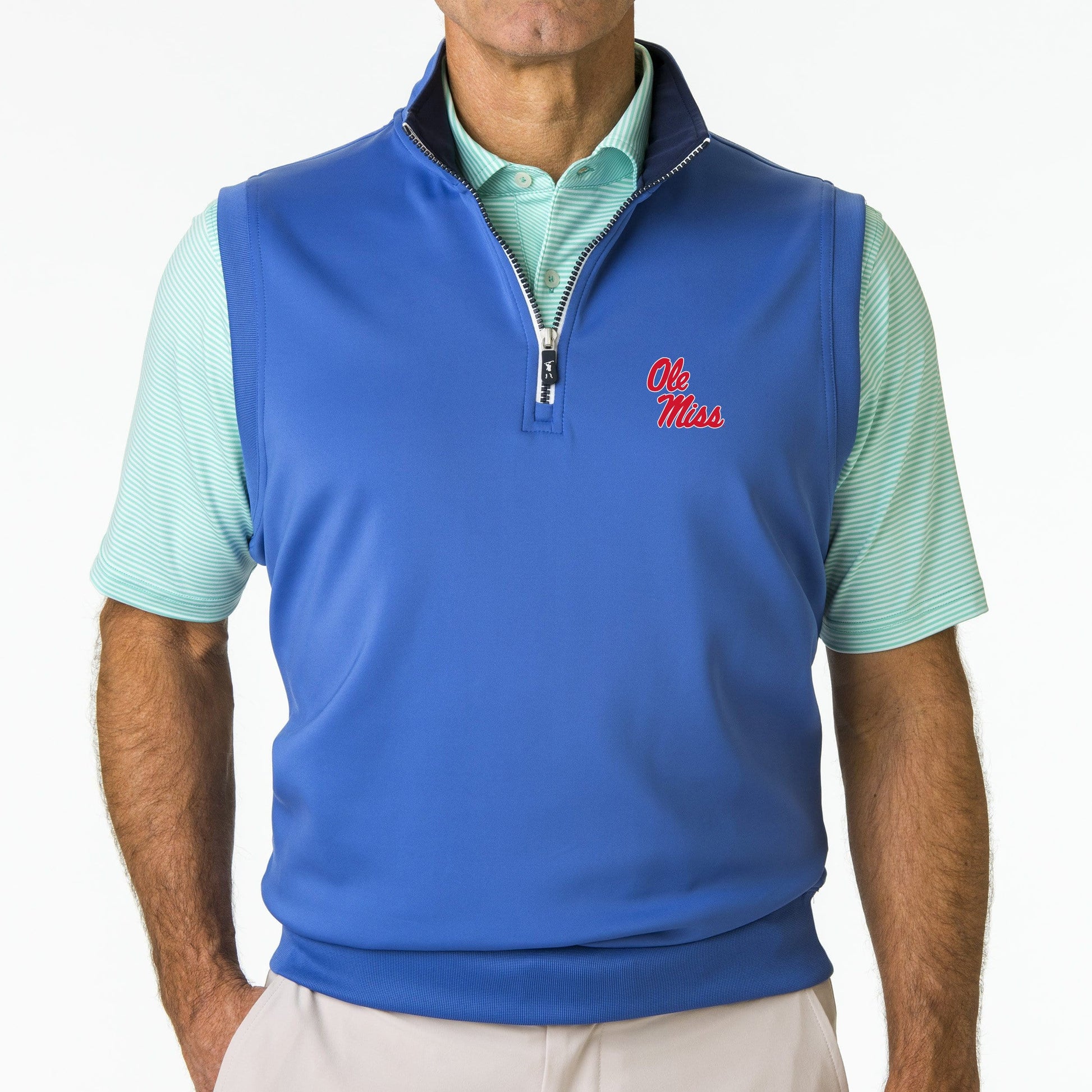 Ole Miss | Caves Solid Quarter Zip Vest | Collegiate - Fairway & Greene