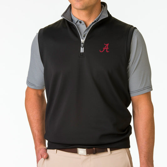 Alabama | Caves Solid Quarter Zip Vest | Collegiate - Fairway & Greene