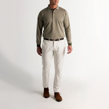 LONG-SLEEVE HERRINGBONE NATURAL JERSEY POLO