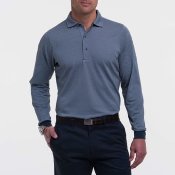 LONG-SLEEVE HERRINGBONE NATURAL JERSEY POLO