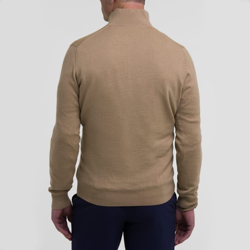 Fairway \u0026 Greene Baruffa Merino Quarter Zip Windsweater, Camel Heather / Xlg